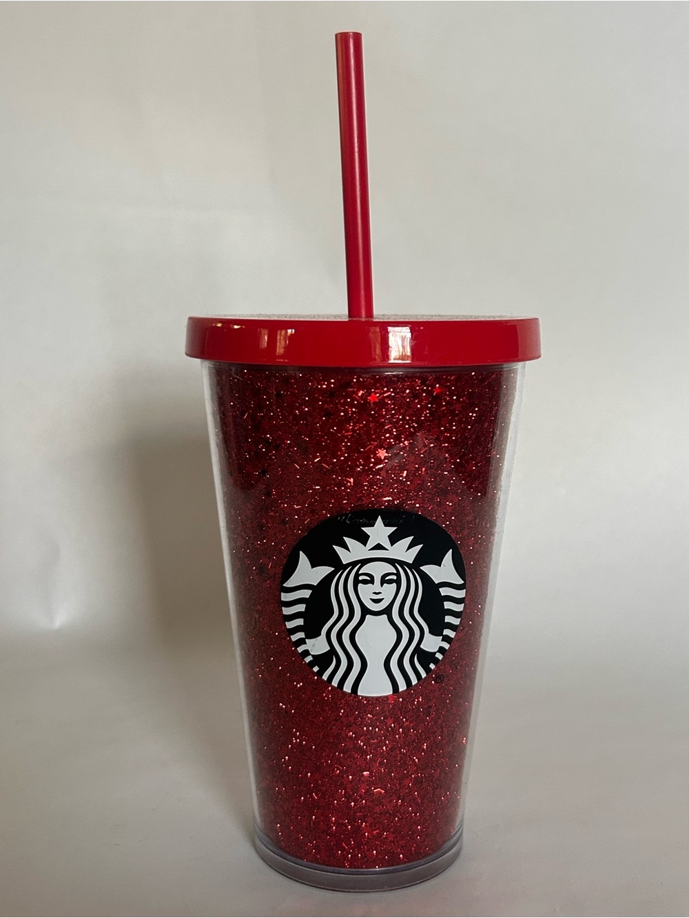 Starbucks Red Glitter Stars Cold Cup Tumbler 16 Oz Holiday 2018 Christmas Coffee